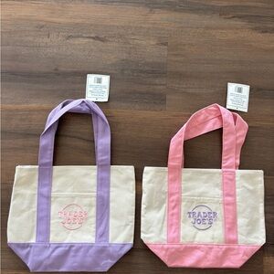 Trader Joe's Pink and Purple Canvas Tote Set